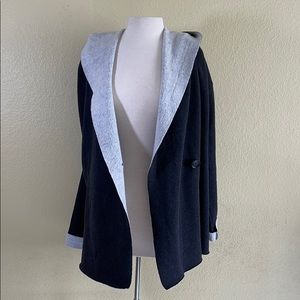 Sanctuary Blanket Hoody Coat Wrap Dark Gray Large